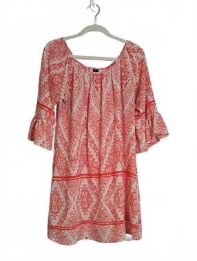 HeartSoul Coral Red White Patterned Mini Dress Size XL